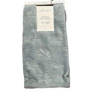 Just Imagine Embossed Airplanes Baby Plush Blanket Blue New